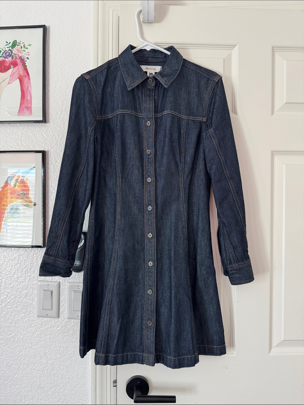 Madewell Airy Denim Seamed Shirtdress Rinse Wash Denim Size 0 (Worn Once)